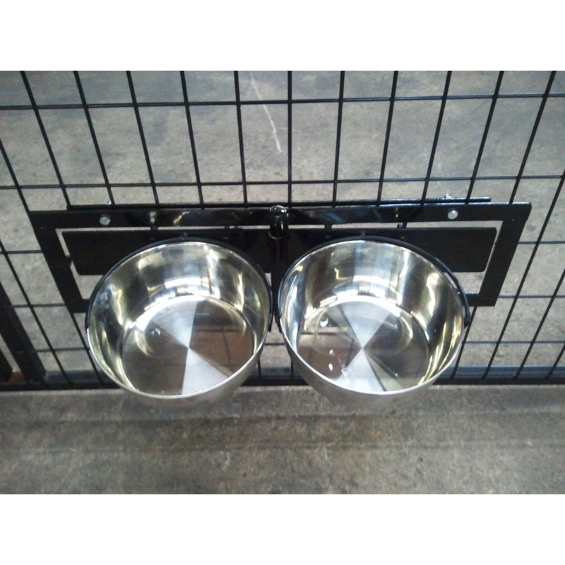 K9 Kennel Basic Dog Kennel Mounted Swivel Food and Water Bowl System